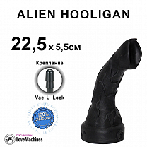 Фаллоимитатор с язычком Чужой Хулиган ALIEN HOOLIGAN 22,5 см, черный силикон, Vac-U-Lock
